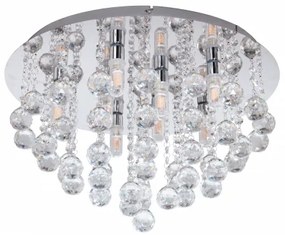 LED lámpa , mennyezeti , 8 x 3W , 50 cm , meleg fehér , ezüst , kristály , IP44 , EGLO , ALMONTE , 97699