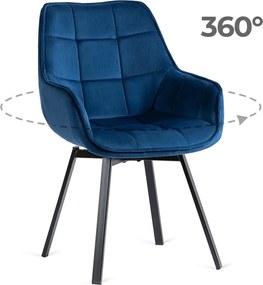 Forgó szék sötétkék színben, bársony kárpittal. LUNA
