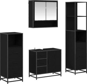 vidaXL Fürdőszoba bútor szett fiókkal 4 pcs Fekete tölgy Faanyag