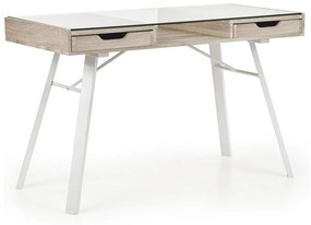 Íróasztal Houston 499Fiókos, 76x120x60cm, Fehér, Sonoma tölgy