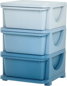 HOMCOM Fiúknak és Lányoknak Szánt 3 Szintes Fiókos Szekrény Tárolódobozokkal - Játék Szervező Gyermekbútor 3-6 Éveseknek 37 x 37 x 56.5 cm | Aosom