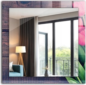Fürdőszoba tükör hálószoba nappali nyomott mintával Rózsaszín tulipán fa 60x60