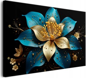 Vászonkép modern falikép nappaliba arany virág 80x120cm