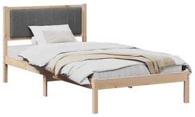 Ágykeret Kárpitozott Fejtámlával Sötétszürke 100 x 200 cm