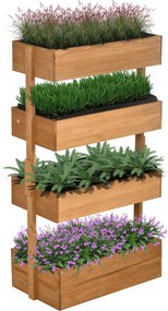 Outsunny 4 szintes emelt fa virágláda — narancssárga, helytakarékos függőleges kert (80 x 45 x 142 cm) | Aosom