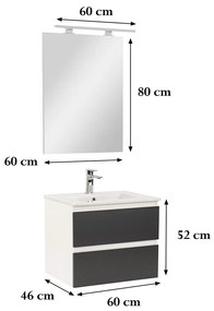 Vario Forte 60 komplett fürdőszoba bútor fehér-antracit