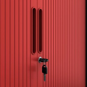 Fém szekrény harmonika ajtókkal DAMIAN, 900 x 1850 x 450 mm, antracit-piros