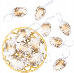 Húsvéti tojások hungarocell medálok díszkosárban 6db