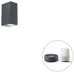 Okos fali lámpa sötétszürke IP44, 2 db Wifi GU10 izzóval - Baleno