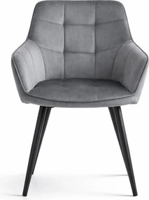 Étkezőfotel VARSI VELVET fekete lábakkal, szürke