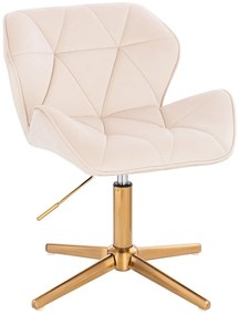 HR111CROSS Krémszínű modern velúr szék arany lábbal