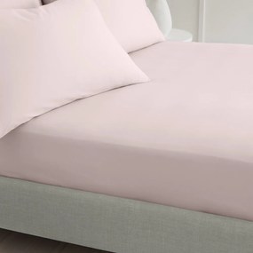 Rózsaszín gumis pamut-perkál lepedő 185x200 cm Cotton Percale – Bianca