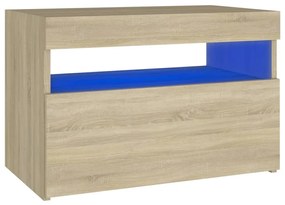 Sonoma tölgyszínű éjjeliszekrény LED-lámpákkal 60x35x40 cm