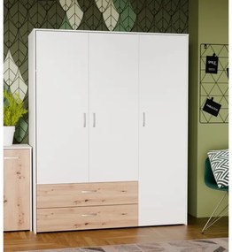 URO gardróbszekrény 152x190 cm, artisan tölgy/fehér