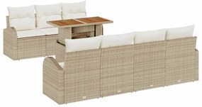 vidaXL Kerti Kanapé Szett tárolóval 8 pcs Bézs Poli rattan