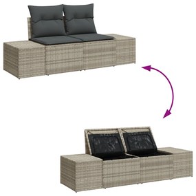 8 darabos kerti sofa készlet párnákkal világosszürke polirattan