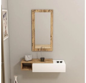 Fali polc + tükör VIEN fehér/atlanti fenyő