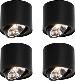 4 darabos modern fekete forgatható és dönthető mennyezeti spotlámpa készlet AR111 - Rondoo Up