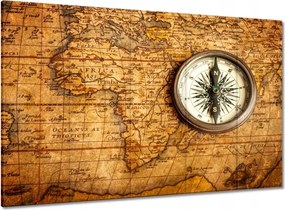 Vászonkép 100x70 Régi térkép és iránytű motívum k