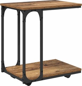 vidaXL Oldal asztal polcokkal Öreg fa 50 x 35 x 55.5 cm Faanyag