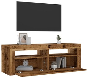 2 db antik fa színű éjjeliszekrény LED-del 60 x 35 x 40 cm