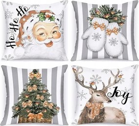 Karácsonyi díszpárnahuzat 45x45cm 4db-os szett