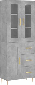 vidaXL betonszürke szerelt fa magasszekrény 69,5 x 34 x 180 cm