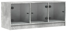 betonszürke TV-szekrény üvegajtókkal 102 x 37 x 42 cm