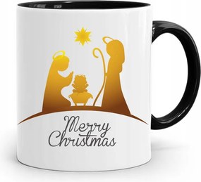 Fekete Karácsonyi Bögre Mikulásra, fényképes nyomtatással