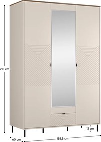 Szekrény, kasmír/castello tölgy, EYCO 3D1S