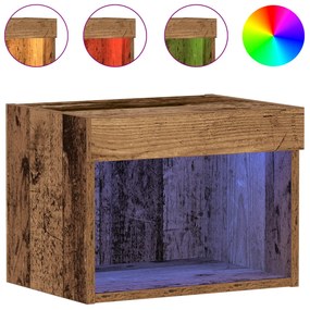 LED világítással ellátott faliszekrények 2 db Régi fa 40x30x30 cm