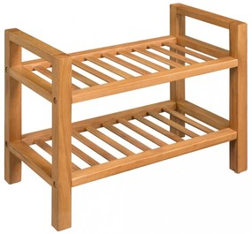 tömör tölgyfa cipőtartó 2 polccal 50 x 27 x 40 cm