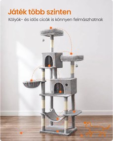 Macska kaparófa, nagy cicáknak, 60x60x199cm, szürke