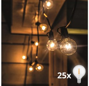 Solight WO794 - LED Kültéri dekoratív lánc GARLAND 25xE12 20m IP44 meleg fehér WO794