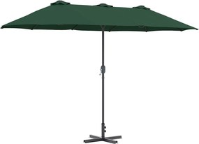 vidaXL Kerti napernyő Zöld 370 x 197 x 239 cm Pamut és Alumínium
