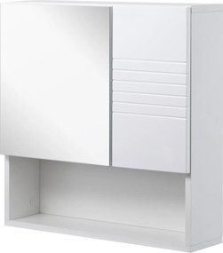 kleankin Fürdőszobai Tükörszekrény, Falra Szerelhető Fürdőszobai Szekrény, 54x15x55cm, Fehér | Aosom