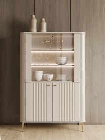 Vesper négyajtós vitrin 103 cm - kasmír / arany lábak