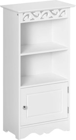 HOMCOM Padlószekrény és 2 Polcos Szekrény Ajtóval Fehér MDF Fürdőszobához 40Sz x 23Mé x 80Ma cm | Aosom