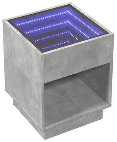 betonszürke végtelen hatású LED-es dohányzóasztal 40x40x50 cm