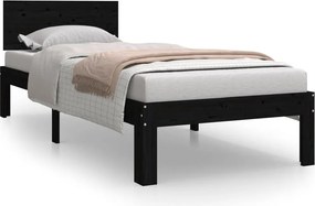 vidaXL Small Single fekete tömör fa ágykeret 75 x 190 cm