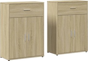 vidaXL 2 db sonoma tölgy színű szerelt fa tálalószekrény 60x30x84 cm