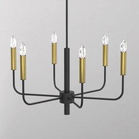 Csillár zsinóron AKASYA 6xE14/15W/230V fekete/arany