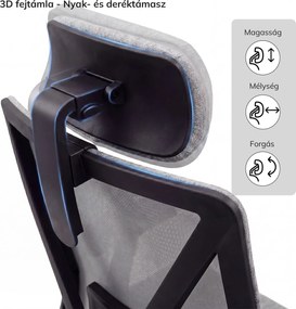 Ergonomikus irodai szék szürke hálós VECTOR