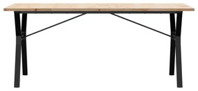tömör fenyőfa és öntöttvas étkezőasztal Y-vázzal 180x90x75,5 cm