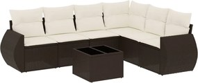 vidaXL 7 részes barna polyrattan kerti ülőgarnitúra párnákkal