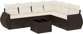 vidaXL 7 részes barna polyrattan kerti ülőgarnitúra párnákkal