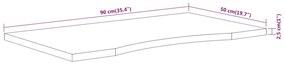 tömör akácfa téglalap alakú asztallap 90 x 50 x 2,5 cm