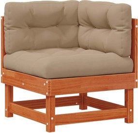 vidaXL Kerti Sarokkanapé Tömör fenyő Viaszbarna