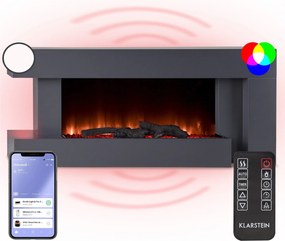 Klarstein Studio Light & Fire 2 Smart, kandalló, 1000/2000 W, MDF, WiFi Control