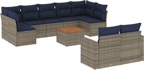 vidaXL 10 részes szürke polyrattan kerti ülőgarnitúra párnával